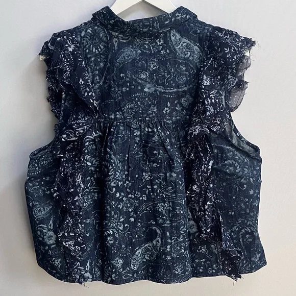 NWT Anthropologie Pilcro Sleeveless Ruffled Floral print Buttondown Blouse L - Picture 9 of 10